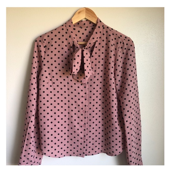 Adrianna Papell Long Sleeve Pink & Black Blouse - Picture 2 of 4